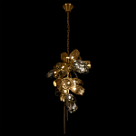 Люстра подвесная вытянутой формы с плафонами из стекла и металла с тремя вертикальными подвесками Gilded Mirage  варинант исполнения - 7 | Loft Concept в Ижевске