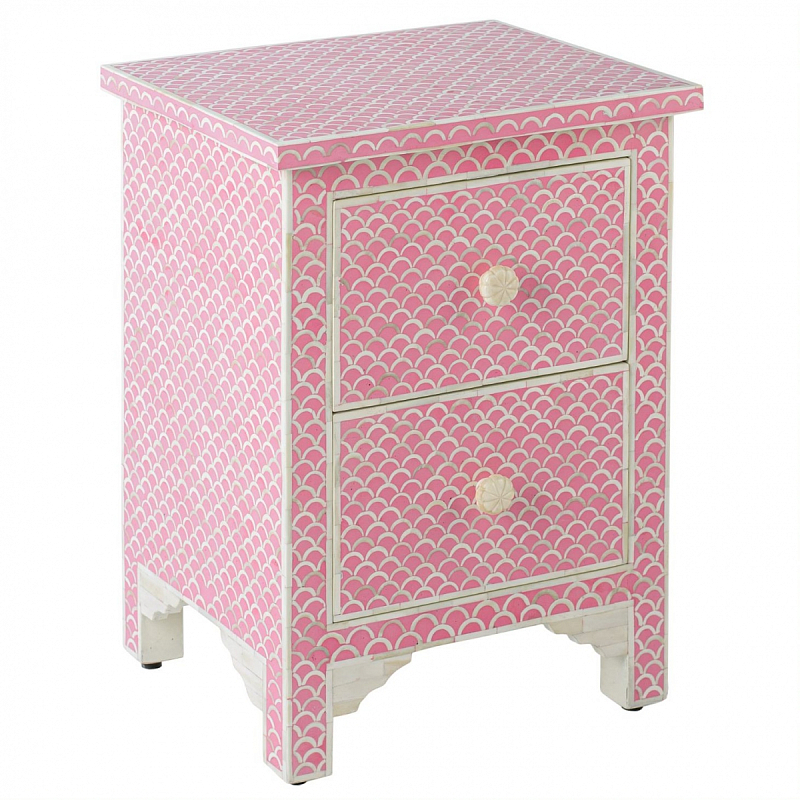 Тумбочка Pink Indian Bone Inlay nightstand Розовый в Ижевске | Loft Concept 