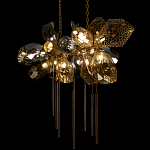 Люстра подвесная с 18-ю стеклянными плафонами с вертикальными подвесками Gilded Mirage  варинант исполнения - 8 | Loft Concept в Ижевске