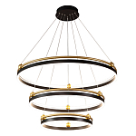 Люстра подвесная с тремя кольцами черного и золотого цвета Ring Horizontal варинант исполнения - 2 | Loft Concept в Ижевске