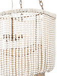 Двухъярусная люстра с подвесками из круглых деревянных бусин белая White Beads Two-tier Chandelier варинант исполнения - 3 | Loft Concept в Ижевске