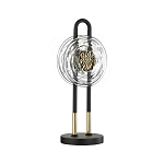 Настольная лампа черного цвета с круглым прозрачным стеклянным плафоном Virelia  варинант исполнения - 1 | Loft Concept в Ижевске