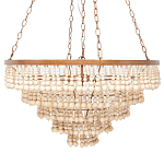 Круглая многоярусная люстра с круглыми деревянными подвесками Wooden Beads Chandelier Cream варинант исполнения - 3 | Loft Concept в Ижевске