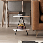 Стол приставной с 2-мя круглыми белыми столешницами ESSEL SIDE TABLE WHITE варинант исполнения - 10 | Loft Concept в Ижевске