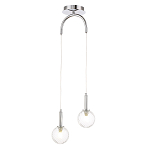 Подвесной светильник с 2-мя рельефными прозрачными плафонами из стекла и основанием цвета Хром Perforated Glass Bubbles варинант исполнения - 2 | Loft Concept в Ижевске