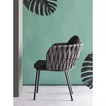 Стул мягкий с декором в виде плетеных лент на спинке и подлокотниках Semicircular Chair Decorated with Ribbons варинант исполнения - 2 | Loft Concept в Ижевске