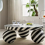 Дизайнерский журнальный стол круглый в чёрно-белую полоску Mypel варинант исполнения - 2 | Loft Concept в Ижевске