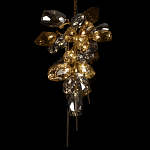 Люстра подвесная вытянутой формы с плафонами из стекла и металла с двумя вертикальными подвесками Gilded Mirage  варинант исполнения - 8 | Loft Concept в Ижевске