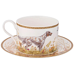 Чайная пара из фарфора с изображением собаки и уток 300 мл Hunting Porcelain Collection варинант исполнения - 1 | Loft Concept в Ижевске