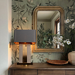 Настольная лампа с основанием из натурального камня c серым прямоугольным абажуром Lapis Tiburtinus варинант исполнения - 5 | Loft Concept в Ижевске