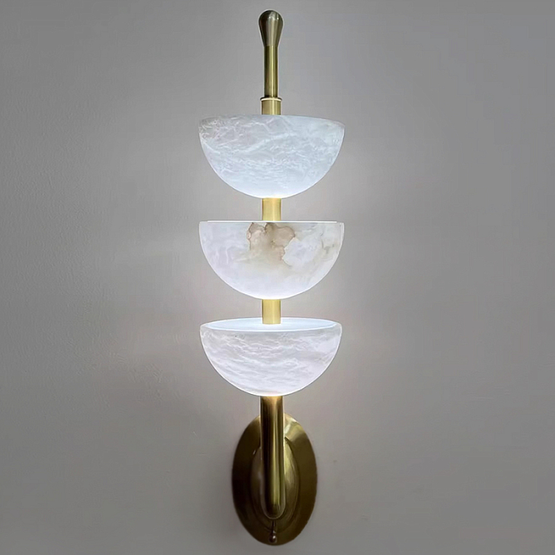 Бра с 3-мя мраморными плафонами в форме чаши Warm Marble Light Латунь Бра с 3-мя мраморными плафонами в форме чаши Warm Marble Light Латунь в Ижевске | Loft Concept