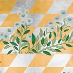 Обои ручная роспись Tiled Meadow Original colourway on Egyptian Gold gilded paper варинант исполнения - 2 | Loft Concept в Ижевске