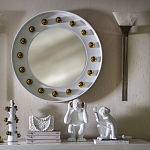 Зеркало белое с круглыми золотыми декоративными элементами Prince of the Church варинант исполнения - 3 | Loft Concept в Ижевске