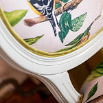 Стул светло-серый из натурального бука с изображением птиц и цветов Blooming Blue Birds варинант исполнения - 3 | Loft Concept в Ижевске