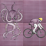 Плитка с узором Осьминог велосипедист варинант исполнения - 1 | Loft Concept в Ижевске