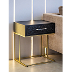 Приставной столик с резным узором на выдвижном ящике Black Table Carved Pattern варинант исполнения - 7 | Loft Concept в Ижевске