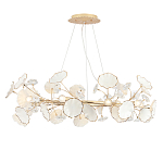 Люстра круглая с белыми лепестками из керамики и прозрачными хрустальными цветками Диаметр 82 см Wintery flovers варинант исполнения - 3 | Loft Concept в Ижевске