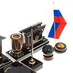 Настольный письменный набор с часами из природного камня обсидиана Peace Contract варинант исполнения - 5 | Loft Concept в Ижевске