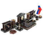 Настольный письменный набор с часами из природного камня обсидиана Peace Contract варинант исполнения - 2 | Loft Concept в Ижевске