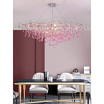 Люстра овальная с розовыми стеклянными подвесками в форме капель FAIRYTREE Light варинант исполнения - 4 | Loft Concept в Ижевске