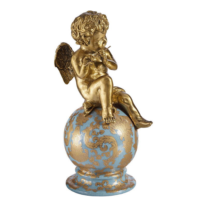Фигурка Ангел с флейтой на шаре Seraphic Бронза Голубой в Ижевске | Loft Concept 