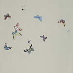 Обои ручная роспись Butterflies Icarus on Rose Shadow metallic silk варинант исполнения - 2 | Loft Concept в Ижевске