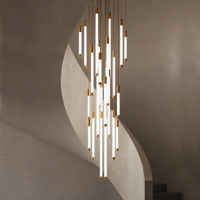 Люстра в современном стиле с 30-ю каскадными светодиодными лампами Golden LED Rain Золотой Белый Люстра в современном стиле с 30-ю каскадными светодиодными лампами Golden LED Rain Золотой Белый в Ижевске | Loft Concept