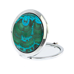 Зеркало карманное складное круглое из натурального камня Малахит с Хризоколлой в подарочной упаковке Silver Stone Mirrors варинант исполнения - 2 | Loft Concept в Ижевске