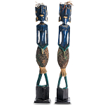 Комплект из 2-х деревянных статуэток Asmat Tall Statuettes Blue Green варинант исполнения - 1 | Loft Concept в Ижевске