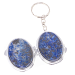 Зеркало брелок карманное двухстороннее из натурального камня Лазурит Stone Mirrors варинант исполнения - 2 | Loft Concept в Ижевске