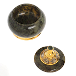 Икорница с крышкой с гравировкой из натурального камня Нефрит Decorative Cavair Dishes варинант исполнения - 7 | Loft Concept в Ижевске