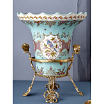 Ваза из голубого фарфора с рисунком птиц и цветов и декоративными элементами Blue Garden варинант исполнения - 7 | Loft Concept в Ижевске