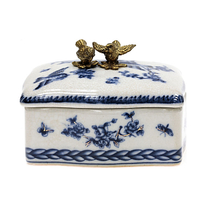Шкатулка Blue Flowers and Bronze Birds