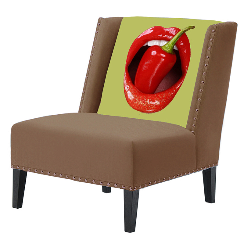 FUN Armchair "Chili Pepper" Beige Дизайнерское кресло с цветным принтом Бежевый в Ижевске | Loft Concept 