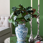 Ваза округлой формы белого цвета с синим растительным узором Blue & White Ornament  варинант исполнения - 4 | Loft Concept в Ижевске