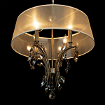 Люстра подвесная круглая с тканевым полупрозрачным абажуром и подвесками 4 лампы Gilded Elegance варинант исполнения - 5 | Loft Concept в Ижевске