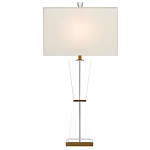 Настольная лампа с прозрачным корпусом и прямоугольным тканевым абажуром Charm and Luxury варинант исполнения - 2 | Loft Concept в Ижевске