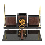 Настольный письменный набор из камня лемезит с гербом России Royal Accessory варинант исполнения - 1 | Loft Concept в Ижевске
