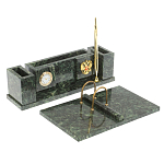 Настольный письменный набор из змеевика с подставкой под календарь и часами Successful Leader варинант исполнения - 2 | Loft Concept в Ижевске