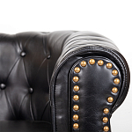 Кресло кожаное с мягкими подлокотниками на 4-х деревянных ножках Logan Leather Armchair black варинант исполнения - 4 | Loft Concept в Ижевске