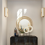 Золотое настенное круглое зеркало Golden Orbit варинант исполнения - 2 | Loft Concept в Ижевске