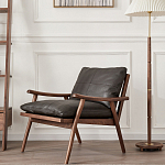 Кресло c каркасом из массива дерева и мягкой кожаной обивкой Walnut Armchair варинант исполнения - 11 | Loft Concept в Ижевске