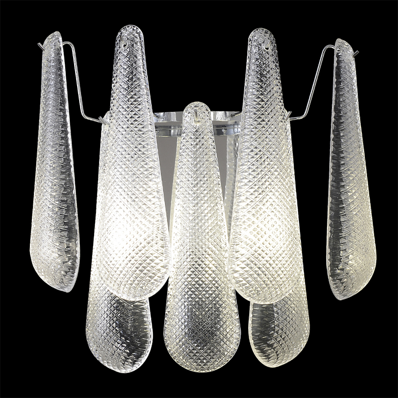Бра с подвесками из рифленного стекла в форме капель на основании цвета хром Textured Glass Прозрачное Стекло Хром Бра с подвесками из рифленного стекла в форме капель на основании цвета хром Textured Glass Прозрачное Стекло Хром в Ижевске | Loft Concept