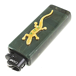 Зажигалка газовая из натурального камня Офиокальцит с декоративной металлической вставкой в виде ящерицы Metal Stone Lighters варинант исполнения - 2 | Loft Concept в Ижевске