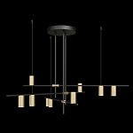 Люстра с 9-ю цилиндрическими плафонами цвета латунь TRIBES CHANDELIER варинант исполнения - 1 | Loft Concept в Ижевске