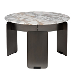 Столик журнальный с круглой мраморной столешницей на трех опорах Marble Stone Drawing варинант исполнения - 1 | Loft Concept в Ижевске