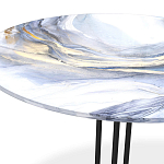 Стол журнальный с круглой бело-голубой столешницей из стекла White and Blue Marble варинант исполнения - 3 | Loft Concept в Ижевске