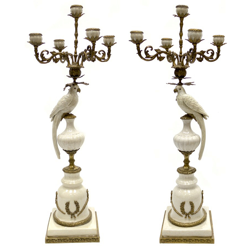 Подсвечник Candlestick White Parrot Белый Бронза в Ижевске | Loft Concept 