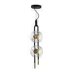 Подвесной светильник с 2-мя прозрачными стеклянными плафонами и золотистыми центральными вставками Virelia  варинант исполнения - 5 | Loft Concept в Ижевске