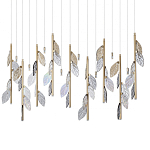 Люстра с золотистыми трубками и прозрачными стеклянными листьями на подвесах Sylva  варинант исполнения - 1 | Loft Concept в Ижевске